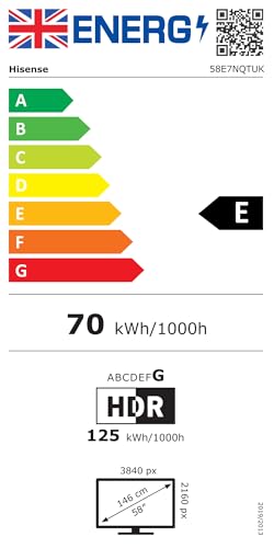 Hisense 55 Inch 4K QLED Smart TV 55E77NQTUK - Quantum Dot Colour, 4K AI Processor, Dolby Vision Atmos, Smooth Motion, Sports Mode, Vidaa OS with Freely, Youtube, Netflix and Disney+ (2024 Model)