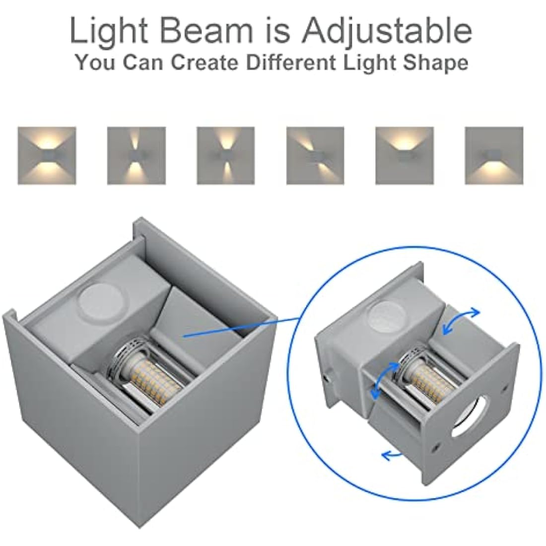 Klighten 2PCS Outdoor Wall Light with Motion Sensor, Waterproof IP54 Outside Wall Lamps with Sensor, Adjustable Beam Angle, Warm White 3000K, Grey (G9 LED Bulb Include)