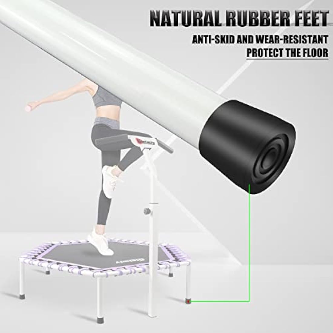 Gielmiy Fitness trampoline, 48" Silent Mini Trampoline Bungee Rebounder Jumping Cardio Trainer Workout for Adults - Maximum Load 150 kg