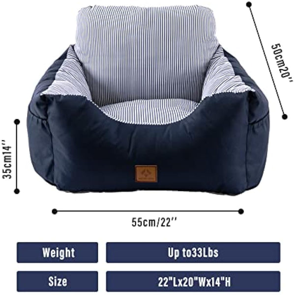 2 in 1 Dog Car Seat Washable and Stain Resistant Pet Booster Seat for Small and Medium Dogs Cats Super Soft PP Cotton Travel Safety Pet Car Seat with Storage Bag and Harness Strap