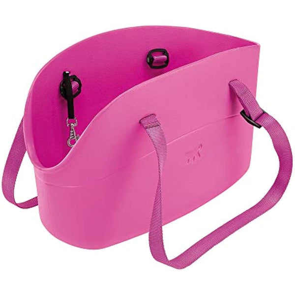 Ferplast Carrier bag for small dogs WITH-ME, EVA, Soft rubber plastic, washable, Adjustable handles, Safety belt included, 21.5 x 43.5 x h 27 cm Fuchsia