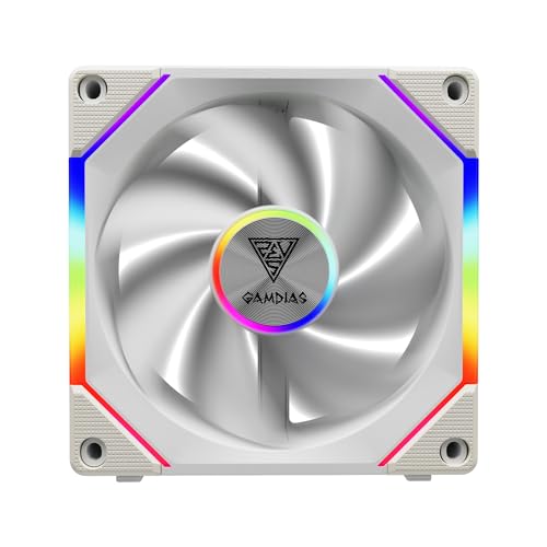 GAMDIAS 120mm ARGB PC Case Fans, Computer Case Fan, Cabless Daisy Chain Connection, Dual Infinity Mirror Lighting, Swappable Fan Blade for Reverse Airflow, Performance 30mm Thick, With Control Box