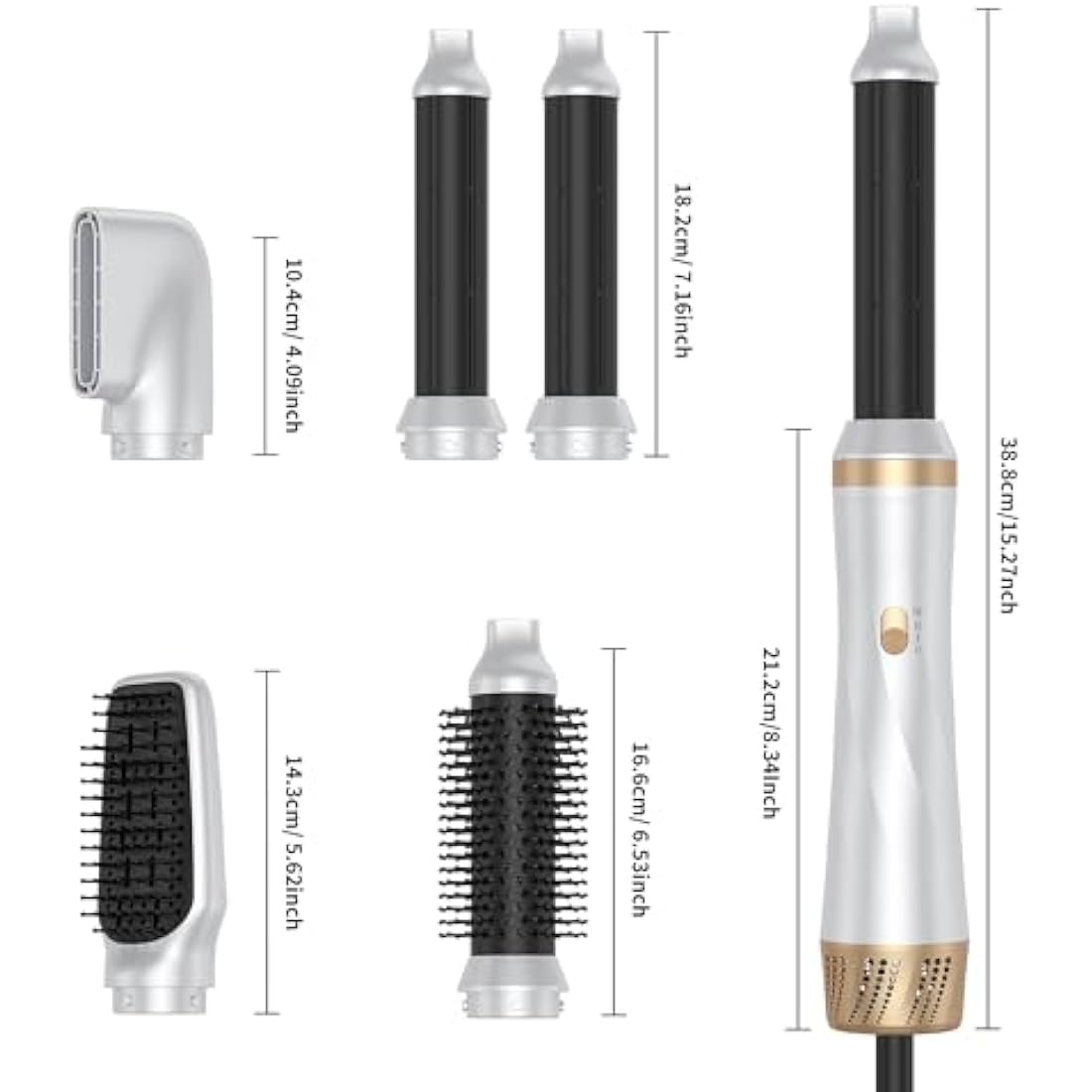 5 in 1 Air Styler – Magic Styler - Hair Dryer Brush – Multi use Styling Appliances - Thermal Wrap - for Curling, Straightening, Volumizing and Drying – Hair Curler – Ionic Technology (White)