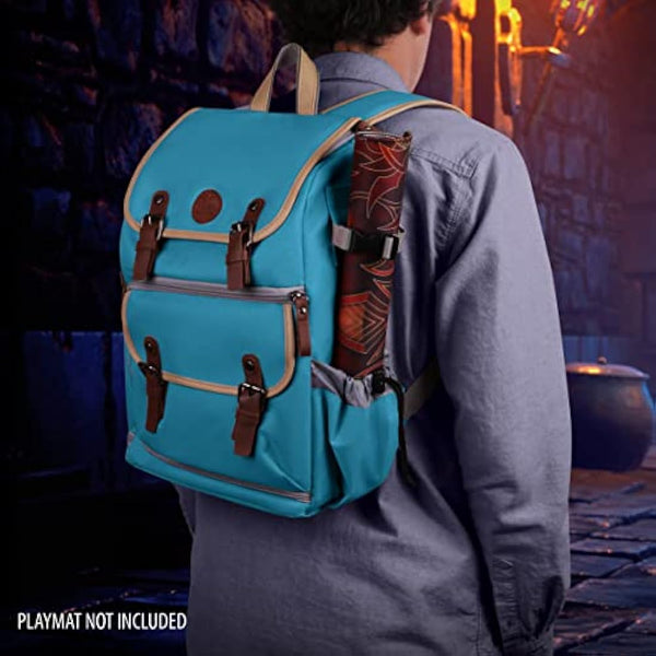 ENHANCE Designer Edition Trading Card Backpack - MTG Deck Bag Card Binder Space, TCG Deck Box Storage, Playmat Holder - Compatible with Magic The Gathering, Lorcana (Canvas Look - Blue)