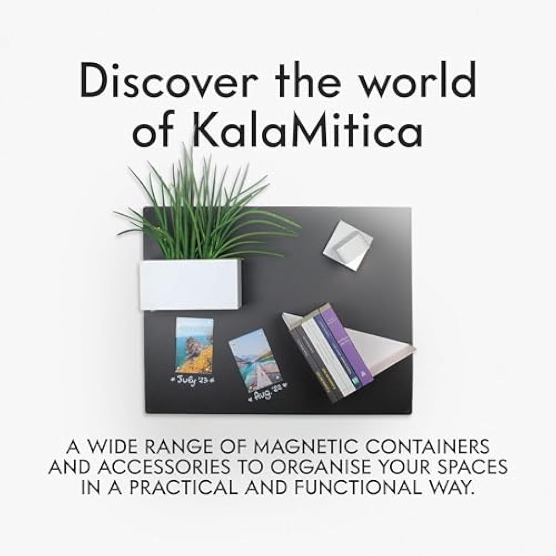 KalaMitica - Set of 3 Magnetic Cubes 6.5 cm - Ice, Gunmetal, Black - Storage Boxes or Plant Pot Holders with Powerful Magnet for Wall Magnetic Boards