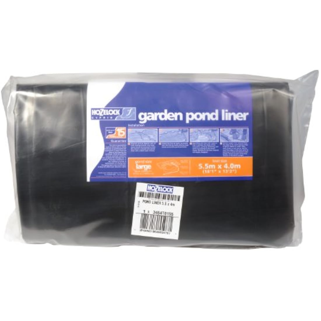 HOZELOCK - Pond Liner Size XL (5.5m x 4m) : Ideal for Small Ponds and Koi Pools, Robust and Durable Liner [3464T0155], Black