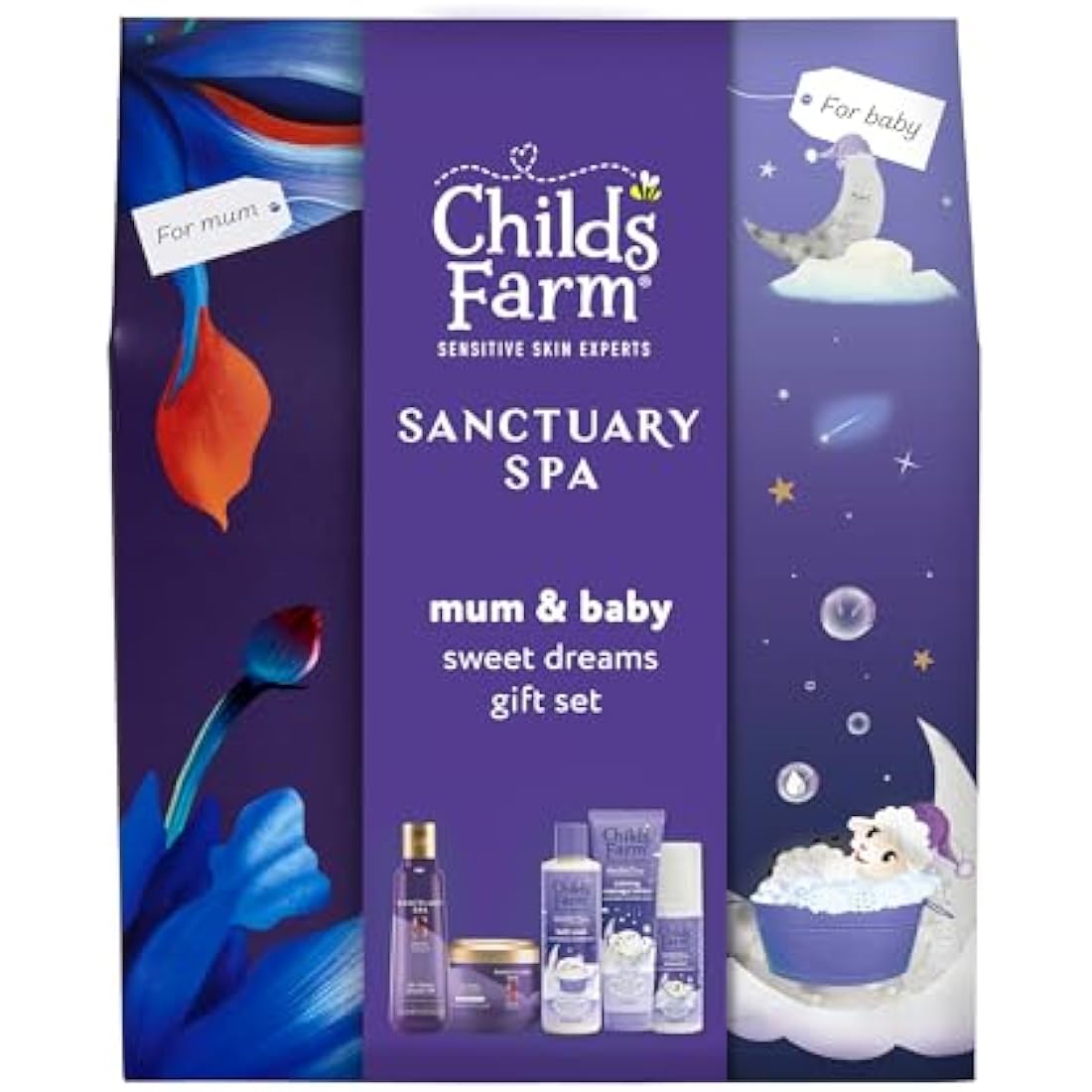 Childs Farm Mum and Baby Sweet Dreams Gift Set | 3-Step Sleep Routine for Baby, De-Stress Shower Oil & Body Butter for Mum | Vegan & Cruelty-Free | Ideal Gift for Baby Shower & New Mums