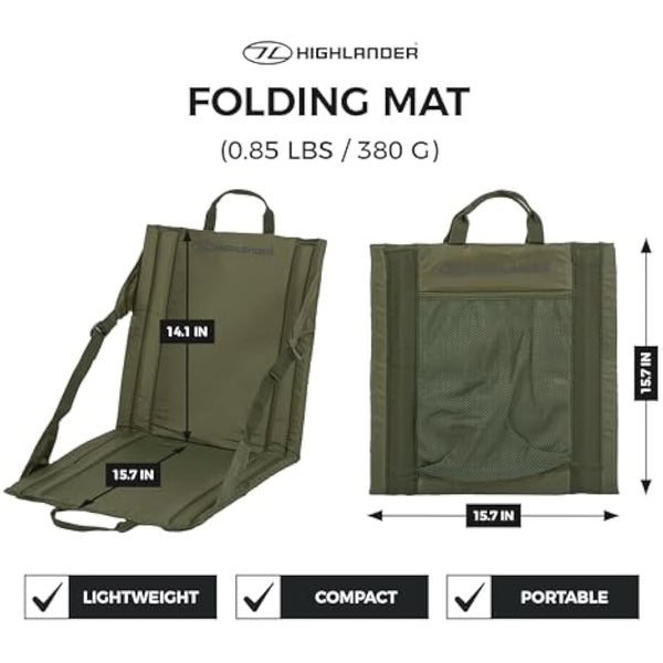 Highlander Outdoor Sit Mat - Portable Seat - Lightweight with Back Support and Pocket - Perfect as a Picnic Chair, Stadium Seat, Beach Chair, or Festival Chair