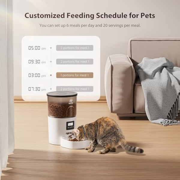 IMIPAW Automatic Cat Feeder, Pet Food Dispenser with Programmable Timer, 1-6 Meals Per Day, Button Control Lockable Lid, 3L Smart Auto Pet Feeders for Cats and Small Dogs