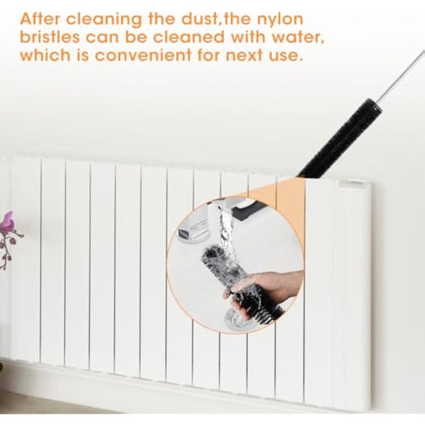 Aieve Radiator Cleaner Brush, 80CM Radiator Brush, Flexible Long Cleaning Duster with Wood Handle for Heater & Dryer Lint & Washing Machine