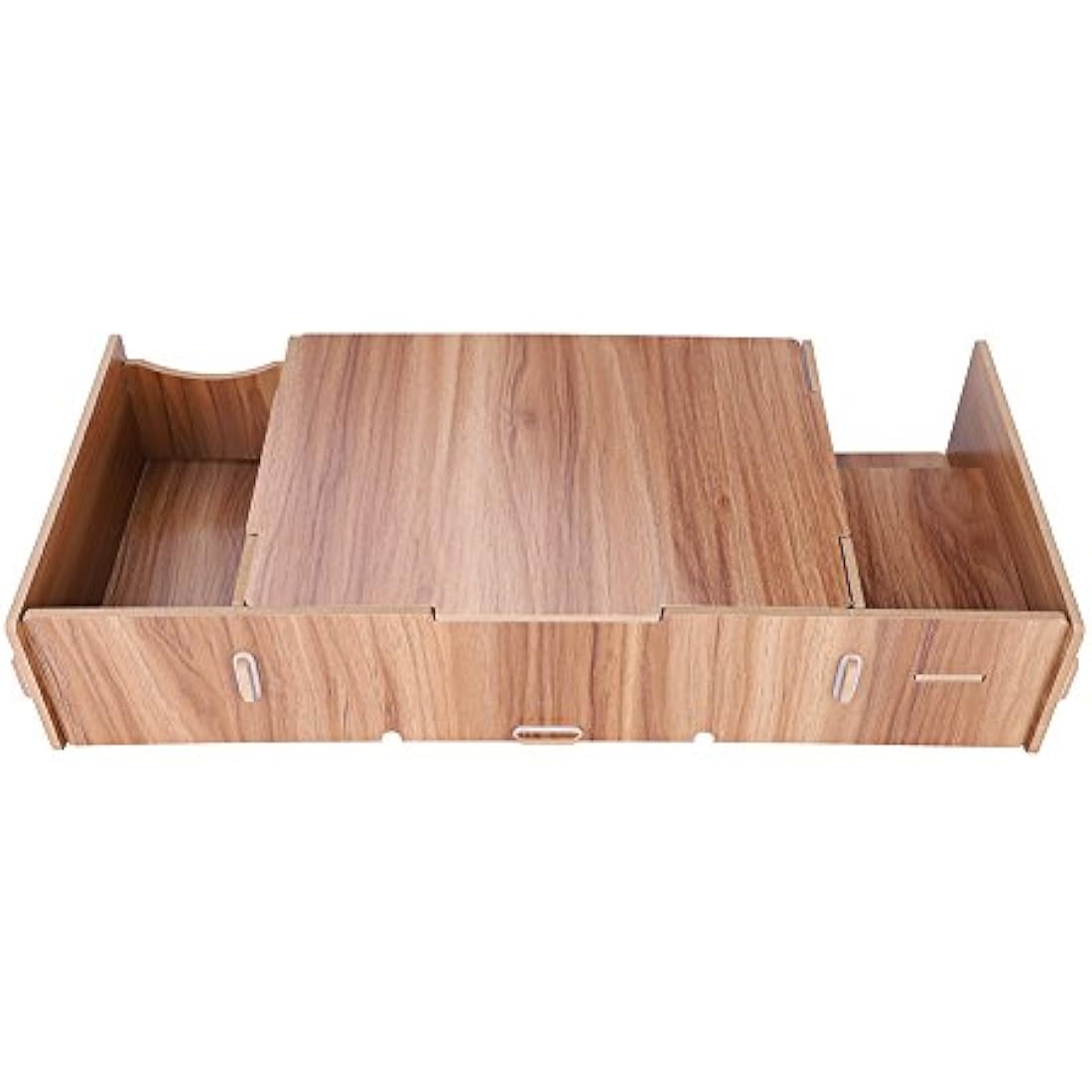 Multifunctional Wooden Monitor Riser with Storage Box PC Laptop Computer Displayer Stand Mount Rack Table Desk Organizer with 4 Compartments for Office Supplies Storage