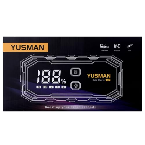 Jump Starter Power Pack, 12V Car Battery Booster, 5000A Portable Battery Pack (7.0 Gas/5.0L Diesel), Portable Jump Starter with Extended Smart Jump Cables, 3-Mode Lights