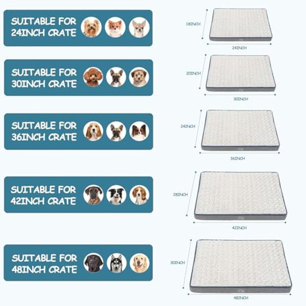 EMPSIGN Extra Large Orthopedic Dog Bed - Washable, Removable Cover, XXL Dog Beds Mattress for Crate, Grey, 112x76x7,5cm