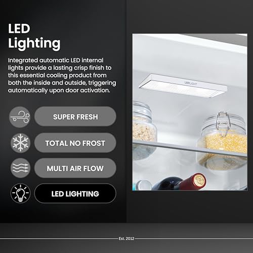 Teknix FFH1825WB 55cm Freestanding 50/50 Fridge Freezer - 256 Litre Capacity - Total No Frost - Non-plumbed Water Dispenser - Black, H182.5 x W55 x D56.2 (cm)