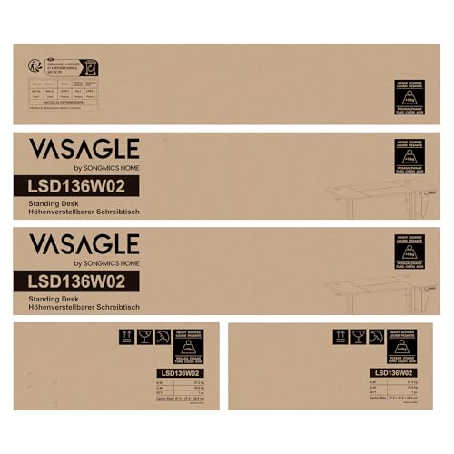 VASAGLE Electric Standing Desk, Height Adjustable Desk, 60 x 140 x (72-120) cm, 4 Memory Heights, Storage Pocket, for Home Office, Study, Rustic Brown and Ink Black LSD134K02