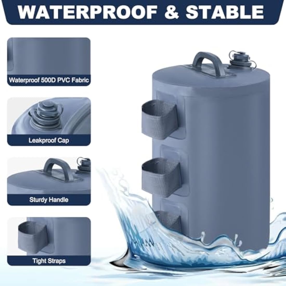 MASTERCANOPY Gazebo Water Weight Bags,Leg Weights for Pop Up Canopy 4pcs/Pack Gray