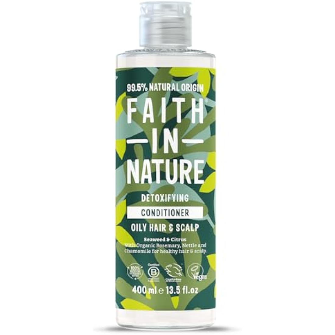 Faith In Nature Natural Seaweed & Citrus Conditioner, Detoxifying for Oily Hair & Scalp, Vegan & Cruelty Free, No SLS, Silicones or Parabens, 400ml