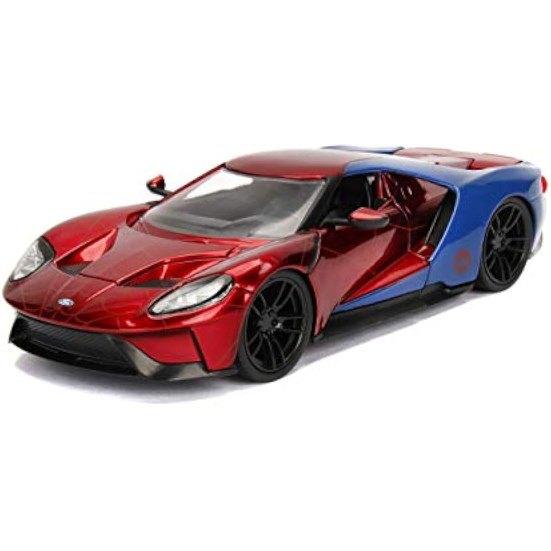 Jada Toys - 99725RB - Model FORD GT 2017 With Figure Spider Man 1/24 Die-Cast Marvel - Red / Blue