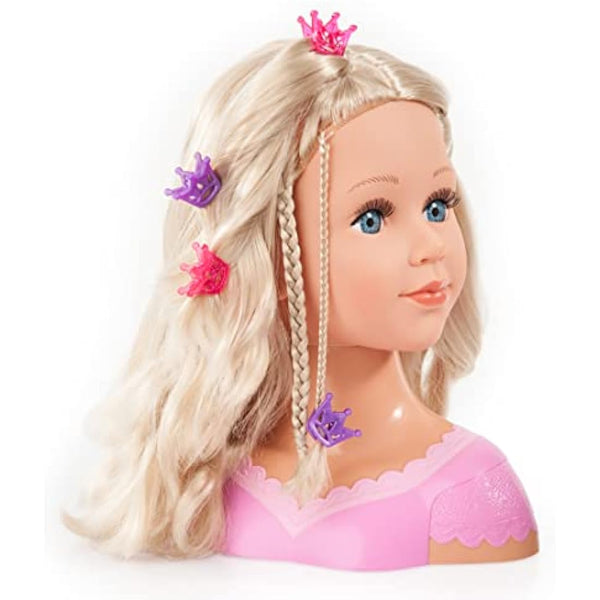 Bayer Charlene Super Model 27cm Doll Head for Hair Styling & Accessories - Styling Head with Brush, Comb, Clips & Curlers - Kids Hairdressing Play Set with Cosmetic Palette & Stickers (Ages 3+)