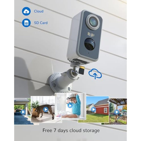 DEATTI Security Camera Outdoor Wireless, 2K Battery Operated WiFi CCTV Camera Systems, Outdoor/Indoor Home Security Camera with Siren Floodlight, PIR Motion Detection, 2-way Audio, IP66 Waterproof