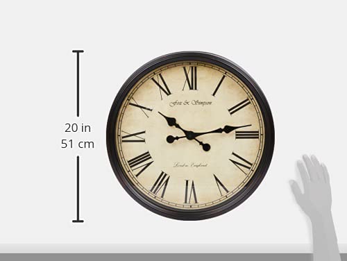 Fox and Simpson Extra Large 50cm / 20-Inch Grand Central Station Wall Clock in Black & Beige