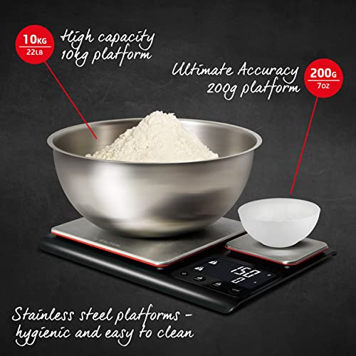 Heston Blumenthal Precision by Salter 1049A HBBKDR Digital Kitchen Scale  Dual Electronic Baking Scale, Large 10kg Platform, Small 200g Precision