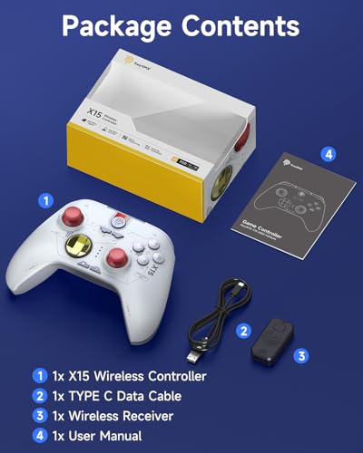 EasySMX X15 Wireless PC Controller with Hall Triggers, Hall Joysticks, Enhanced Bluetooth Game Controller,No Drift No Deadzone effect, Compatible with Windows PC, Android, Steam and Switch