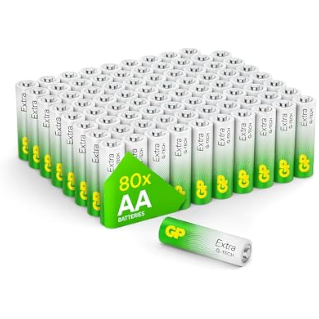 AA Batteries Pack of 80 1.5V / Mignon / LR06 / MN1500/ AM3 by GP Batteries AA Extra Alkaline Batteries ideal for: Toys/Controllers/Torch/Mouse Suitable for everyday use in a variety of devices