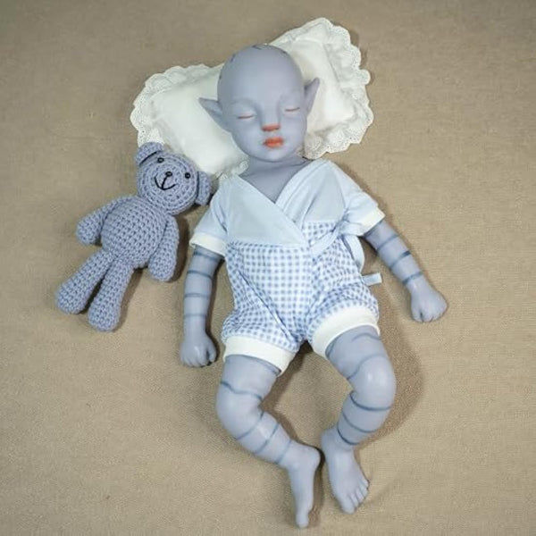 Farious 46cm Full Silicone Reborn Baby Doll Blue Avatar Silicone Baby Doll Looks Real Baby Doll (Boy)