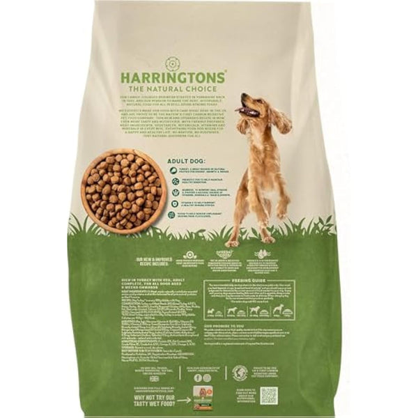 Harringtons Complete Dry Adult Dog Food Turkey & Veg 18 kg - Made with All Natural Ingredients