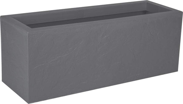 EDA - Volcania'Up 25 L Balcony Box - Imitation Stone Decor - Single Wall - Water Retention Area - 59 x 19.5 x 22.8 cm - Pebble Grey