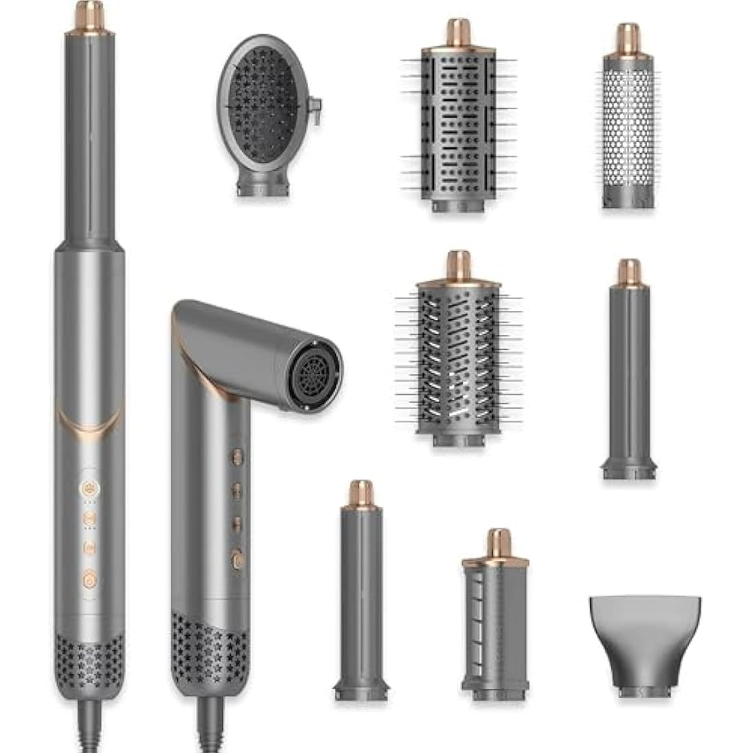 8 in 1 Hair Dryer Brush Set Air Hair Styler Curling Negative Ionic Foldable Hot Air Hair Dryer Brush, Hair Styling Tool for Curling Waves Straightening Volume Blowout Styles