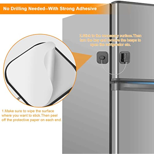 Evilsoul Password Fridge Lock Children Safety Refrigerator Lock Adults Safety Fridge Locks 2PCS Cupboard Lock with 3M Strong Adhesive for Drawer Fridge Freezer Cupboard (Black)