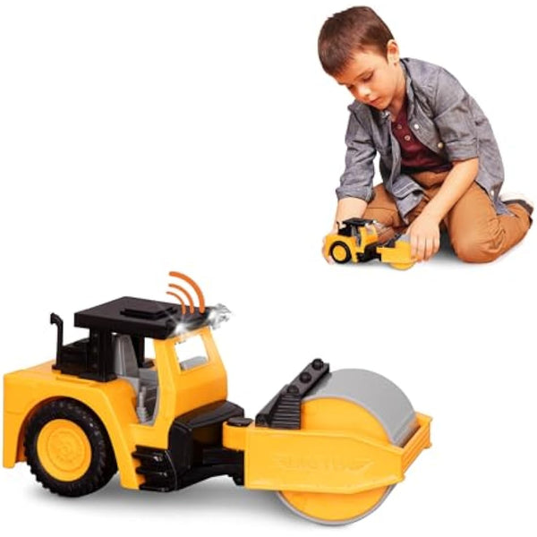 DRIVEN - Micro Steam Roller - Toy Truck with Heavy-Duty Roller, Light, and Sound - Yellow Trucks and Construction Toys for Kids Aged 3 +, Nylon/a