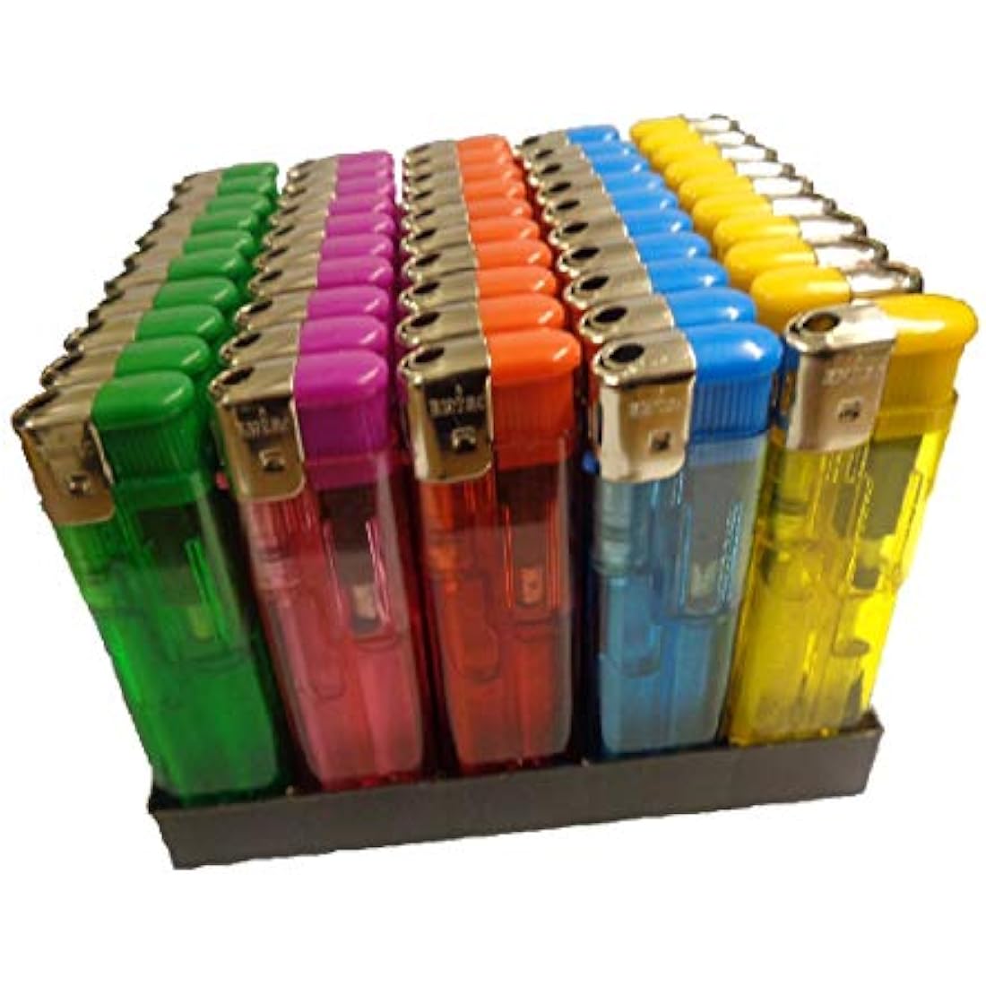 Electronic Refillable Lighters with Adjustable Flame Available in Different Packs (Pack of 50) Multicolor