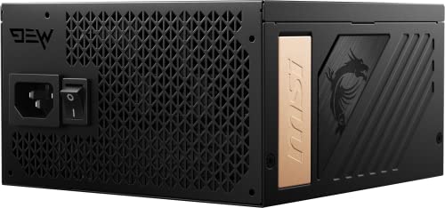 MSI MPG A1000G PCIE5 Power Supply Unit, UK Plug - 1000W, 80 Plus Gold Certified, Fully Modular ATX 3.0, PCIe 5.0 GPU Support, Japanese 105°C Capacitors, 0% RPM Mode, Flat Cables - 10 Year Warranty