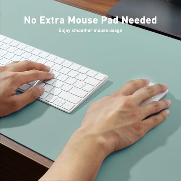 Leather Desk Pad Protector,Mouse Pad,Office Desk Mat,Non-Slip PU Leather Desk Blotter,Laptop Desk Pad,Waterproof Desk Writing Pad for Office and Home (80cm x 40cm, Light Blue)