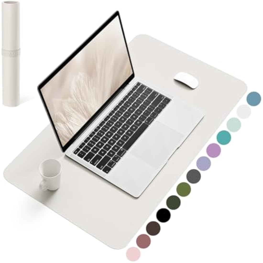 YSAGi Non-Slip Desk Pad, Waterproof PVC Leather Desk Table Protector, Ultra Thin Large Mouse Pad, Easy Clean Laptop Desk Writing Mat for Office Work/Home/Decor (60 x 35 cm, Gray)