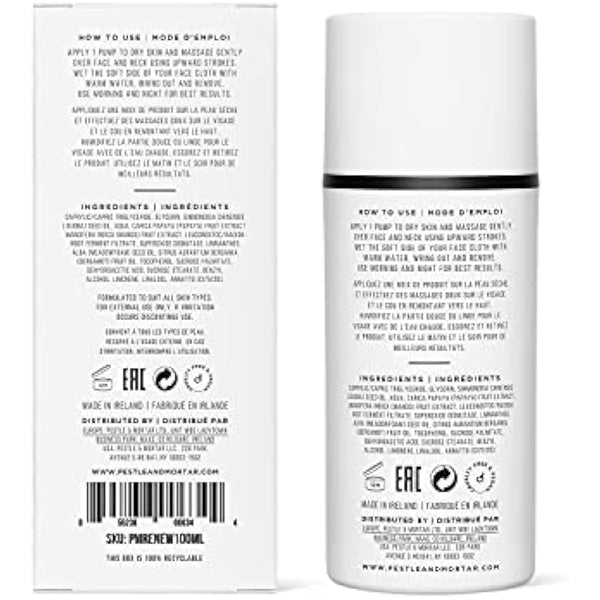 Pestle & Mortar Renew Gel Face Cleanser, Non-Foaming Gentle Face wash for Sensitive Skin | 100% Natural with Super-Enzyme, Vegan & Cruelty-Free 100ml