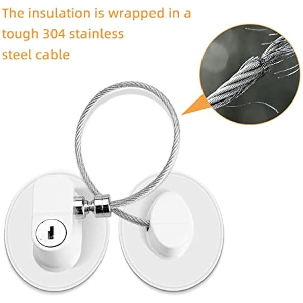 2 Pcs Round Refrigerator Door Locks, Fridge Lock with 4 Keys Stainless Steel Zinc Alloy Strong Adhesive Lock Protect Baby Safety Used on Refrigerators Freezers Cabinets Dryers Washers(White)