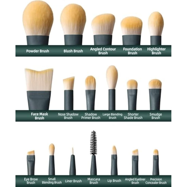 EIGSHOW Makeup Brushes 18pcs Professional Makeup Brush Travel Set with Cylinder 2 Cup Holders, Premium Synthetic Foundation Powder Concealer Blush Blending Eye Lip Gift for women