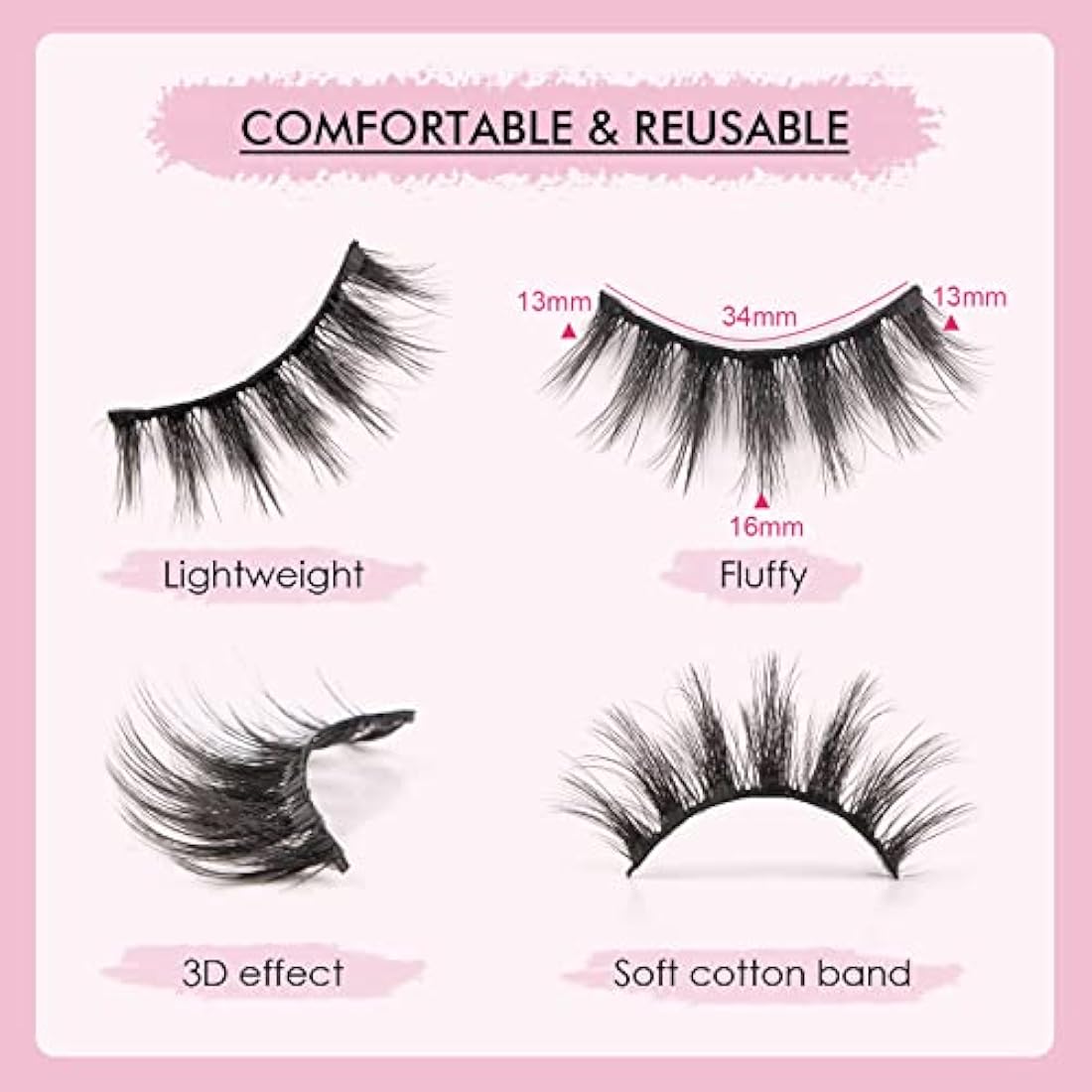 False Lashes Mink Natural Eyelashes 3D Mink Faux Mink Lashes Wispy Short Eyelashes Fluffy Lashes Natural Look 5 Pairs Pack by Glowingwin