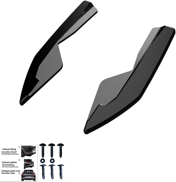 Oneway Rear Side Diffusors compatible with Audi A3 (8V) Sedan Facelift 2016-2020 - Gloss black