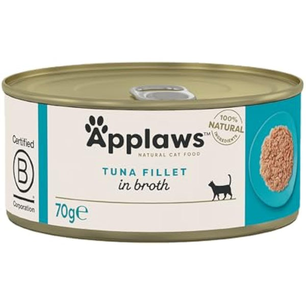 Applaws 100% Natural Wet Cat Food 24 x 70g Tuna Fillet Tins in Broth