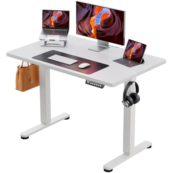 ErGear Electric Standing Desk Height Adjustable 100 x 60cm, Sit Stand Desk with 4 Memory Smart Pannel for Home Office with Splice Board