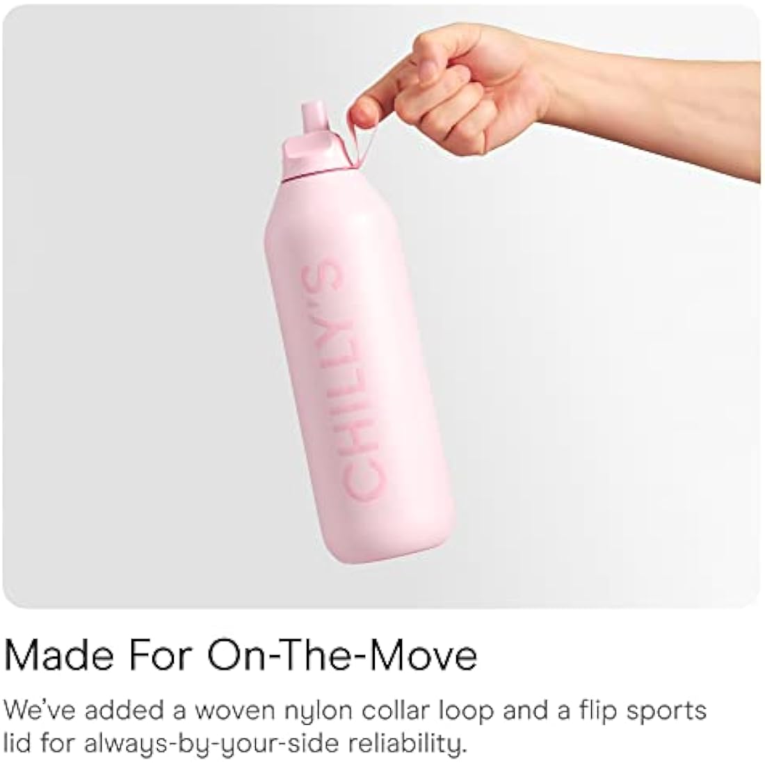 Chilly's Series 2 Flip Water Bottle with Sports Lid, Telescopic Straw and Nylon Carry Loop - Easy Flip Lid, Straw Cleaning Brush Included