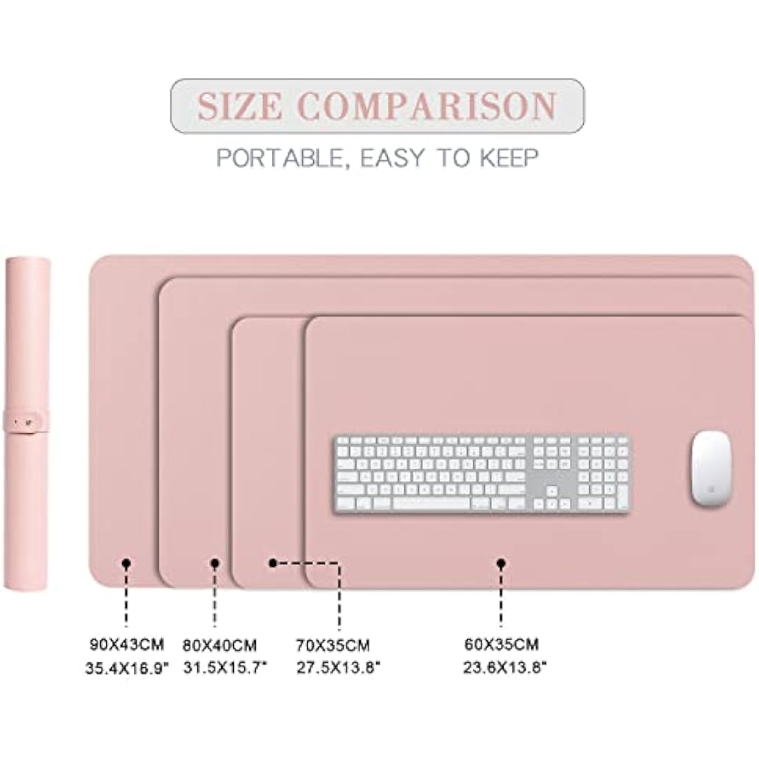 DOBAOJIA Desk Pad Large, Desk Mat, Laptop Mat, Writing Pad, Desk Blotter, Extended Mouse Mat, Large Mouse Pad for Office/Home, PU Leather Waterproof +Suede Non-Slip 27.5" X 13.8" (Pink)