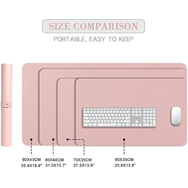 DOBAOJIA Desk Pad Large, Desk Mat, Laptop Mat, Writing Pad, Desk Blotter, Extended Mouse Mat, Large Mouse Pad for Office/Home, PU Leather Waterproof +Suede Non-Slip 27.5" X 13.8" (Pink)