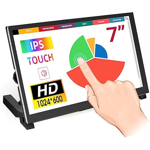 ELECROW Raspberry Pi Screen, 7 inches Touch Screen Monitor 1024x600 Portable Monitor for Raspberry Pi, PC, Game Consoles, BB Black, Banana Pi, Jetson Nano