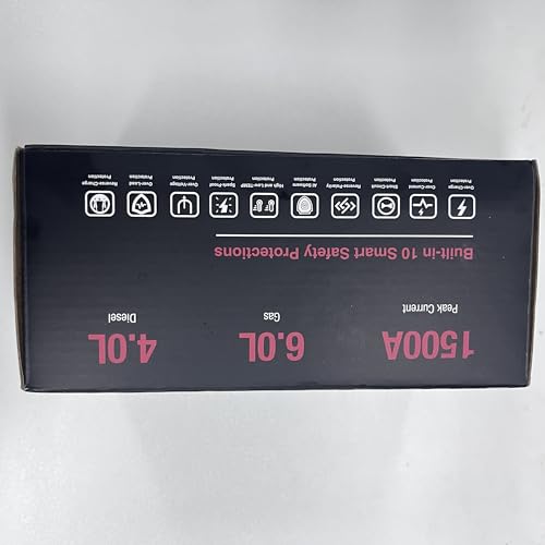 GOOLOO 1500A Jump Starter Power Pack, Car Battery Booster Jump Starter for 12V Vehicle(Up to 6.0L Gas,4.0L Diesel), Jump Pack and Jump Starters, With Smart Jumper and LED Torch